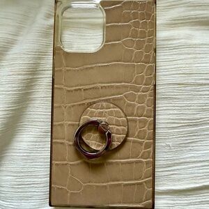 iPhone 12 Pro Max Crocodile Pattern Tan Phone Case with Ring Holder